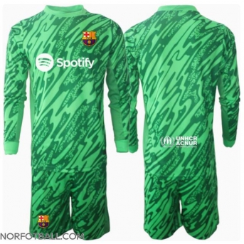 Billige Fotballdrakt Barcelona Keeper Replika Bortedraktsett Barn 2024-25 Langermet (med bukser)
